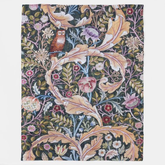 Eule und Blume, William Morris Fleecedecke (Vorderseite)