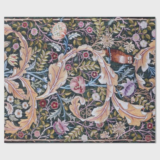 Eule und Blume, William Morris Geschenkpapier (Flach)