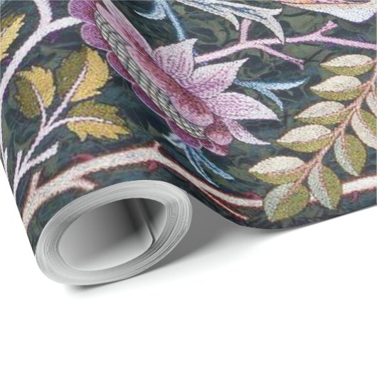 Eule und Blume, William Morris Geschenkpapier (Rolleneckpunkt)