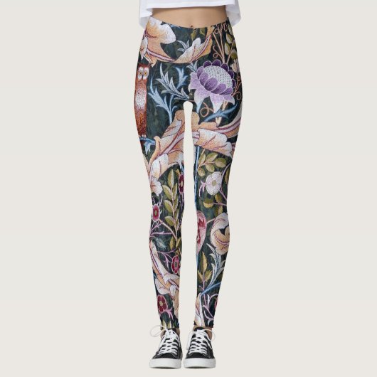 Eule und Blume, William Morris Leggings (Vorderseite)