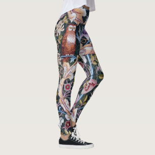 Eule und Blume, William Morris Leggings