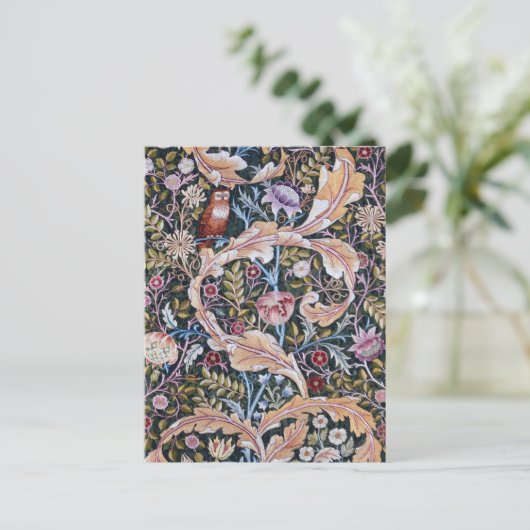 Eule und Blume, William Morris Postkarte (Stehend Vorderseite)