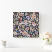 Eule und Blume, William Morris Quadratische Wanduhr (Zuhause)