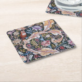 Eule und Blume, William Morris Rechteckiger Pappuntersetzer (angewinkelt)