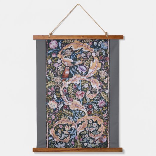 Eule und Blume, William Morris Wandteppich Mit Holzrahmen (Vorderseite)