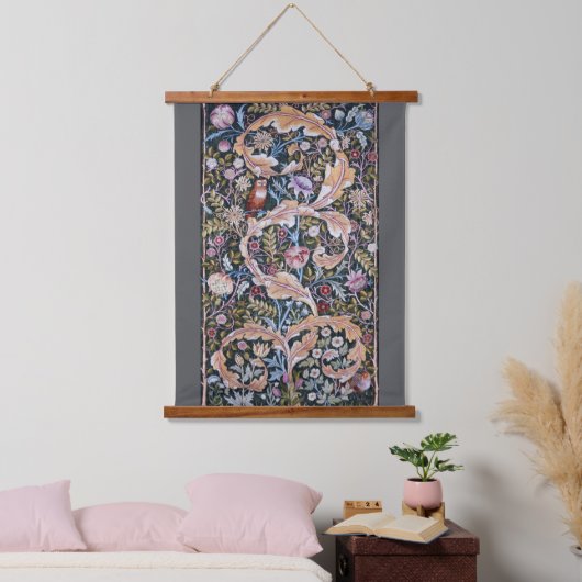 Eule und Blume, William Morris Wandteppich Mit Holzrahmen (Schlafzimmer)