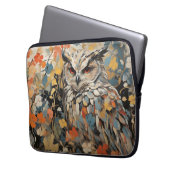 Eule und Blumen im Frühlingsgemälde Laptopschutzhülle (Vorderseite Links)