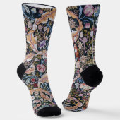 Eule und Blumen, William Morris Socken (Gewinkelt)