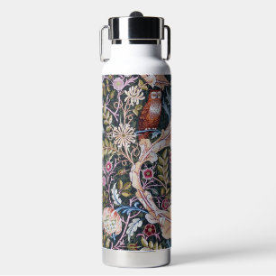 Eule und Blumen, William Morris Trinkflasche