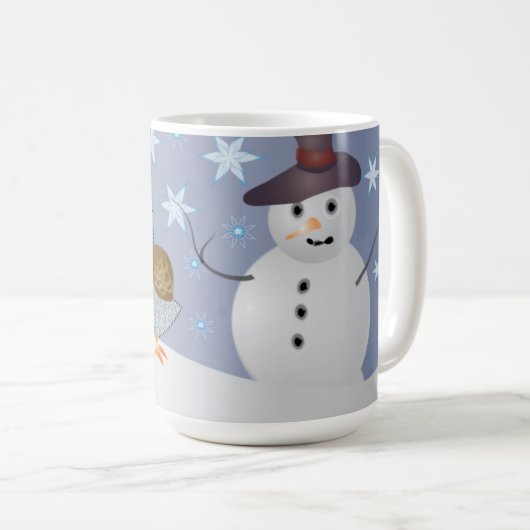 Eule und der Schneemann Kaffeetasse (VorderseiteRechts)