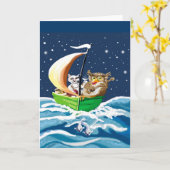 Eule und die Muschykatze gingen aufs Meer Karte (Gelbe Blume)