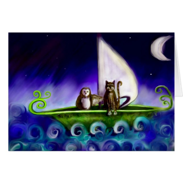 Eule und die Pussycat-Kinderzimmerreimkarte (Vorderseite (Horizontal))