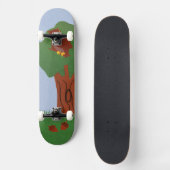 Eule und ein Eichenbaum Whimsikaler Cartoon Kunst Skateboard (Vorderseite)