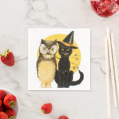 Eule und Halloween-Katze Serviette (Beispiel)
