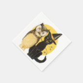 Eule und Halloween-Katze Serviette (Ecke)