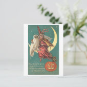 Eule und Hexe Postkarte (Stehend Vorderseite)