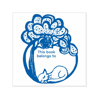 Eule-und-Kätzchen-Bibliothek Permastempel
