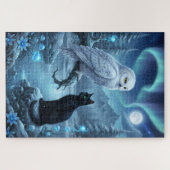 Eule und Katze bei Nacht Puzzle (Horizontal)