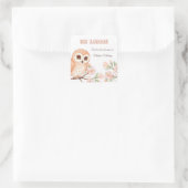 Eule und Kirschblüten aus dem Librischen Buchzeich Quadratischer Aufkleber (Tasche)