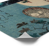 Eule und Mond, japanisches Vintag Art Poster (Ecke)