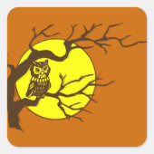 Eule und Mond Quadratischer Aufkleber (Vorderseite)