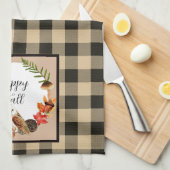 Eule und Natur mit benutzerdefinierbarem Text Geschirrtuch (Viertel Falte)