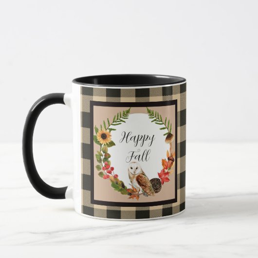 Eule und Natur mit benutzerdefinierbarem Text Tasse (Links)