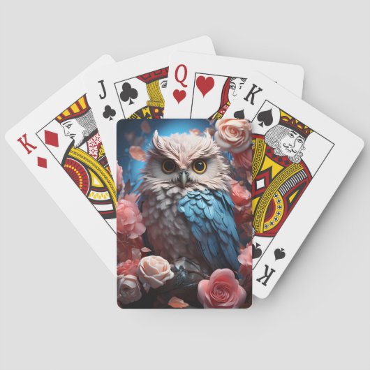 Eule und Rosen Spielkarten (Rückseite)