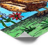 Eule und Sonnenblumen Poster (Ecke)