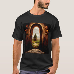 Eule und Tulpe Surrealismus Rosa und Lila T-Shirt