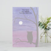 Eule und Vollmond Briefpapier (Stehend Vorderseite)
