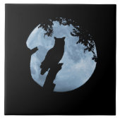 Eule und Vollmond  Fliese (Vorderseite)