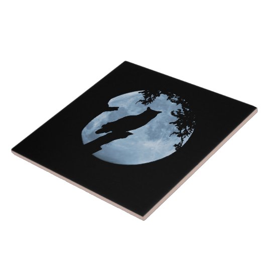 Eule und Vollmond  Fliese (Seite)