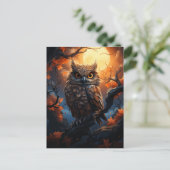 Eule und Vollmond-Halloween Postkarte (Stehend Vorderseite)
