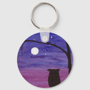 Eule und Vollmond Schlüsselanhänger