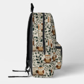 Eule und Waldblattmuster Bedruckter Rucksack (Links)
