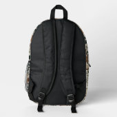Eule und Waldblattmuster Bedruckter Rucksack (Rückseite)
