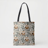 Eule und Waldblattmuster Tasche (Vorderseite)