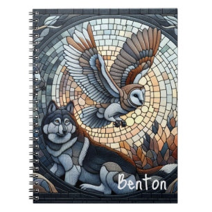 Eule und Wolf Mosaik Ai Kunst Personalized Notizblock