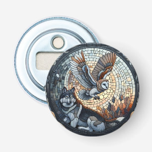 Eule und Wolf Mosaik Natur Ai Kunst Flaschenöffner
