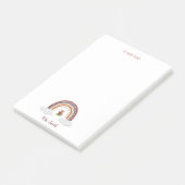 Eule unter einem Regenbogenlehrer Post-it Klebezettel (angewinkelt)