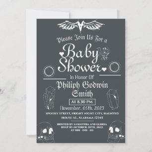 Eule Vintage Elegant Gothic, Halloween Babyparty Einladung