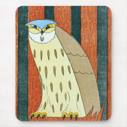 "Eule" Vintage-Illustration Mousepad (Vorne)