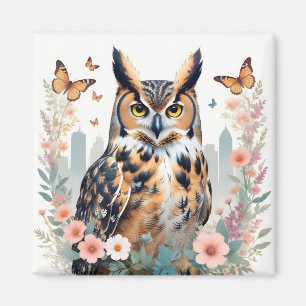 Eule Vintage Tier Natur Umwelt Dekor Stadt Magnet
