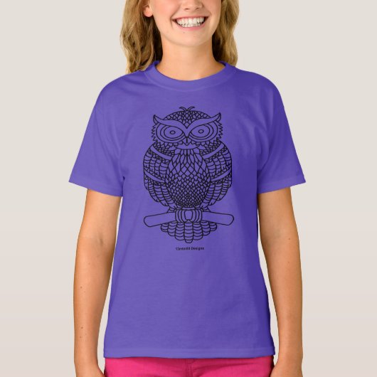 Eule (vivid) - Girl's Basic T - Shirt (Vorderseite)