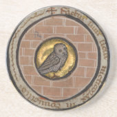 Eule von einem mittelalterlichen Manuskript Sandstein Untersetzer (Vorne)