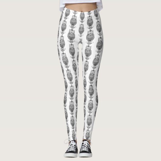 Eule (weiß) - Leggings (Vorderseite)