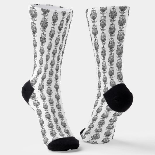 Eule (weiß) - Premium Socken (Gewinkelt)