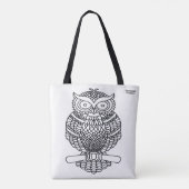 Eule (weiß) - Tote Tasche (Rückseite)