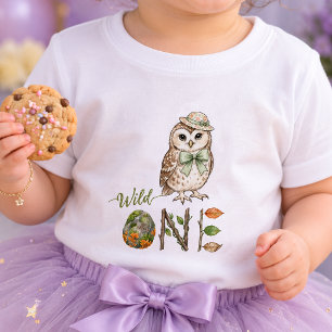 Eule Wild One Wasserfarbe Erstes Geburtstags-Baby- Baby T-shirt